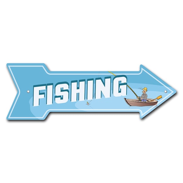Signmission Fishing Arrow Sign Funny Home Decor 24in Wide P-ARROW8-999870 - main
